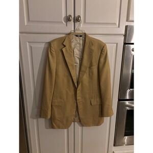 Samuelsohn Mens 40 Long Tan Silk Wool Blazer SB Austin Sport Coat Made in Canada